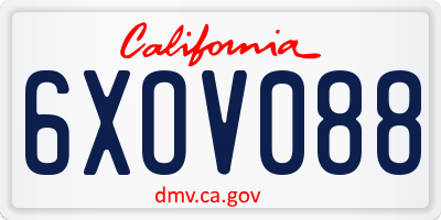 CA license plate 6XOV088