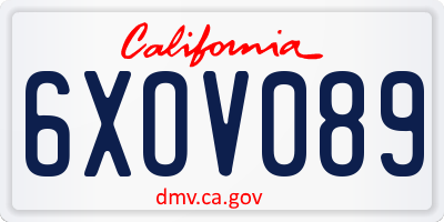 CA license plate 6XOV089