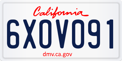 CA license plate 6XOV091