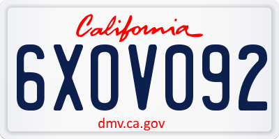 CA license plate 6XOV092