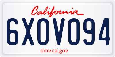 CA license plate 6XOV094
