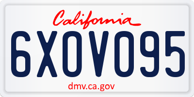 CA license plate 6XOV095