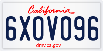 CA license plate 6XOV096