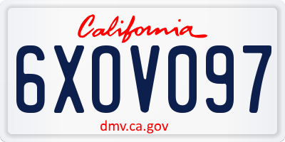 CA license plate 6XOV097