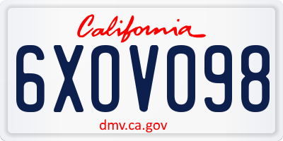 CA license plate 6XOV098