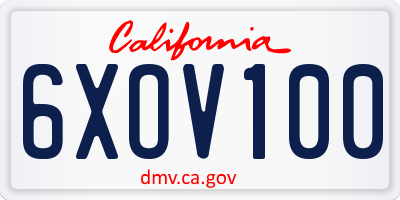CA license plate 6XOV100