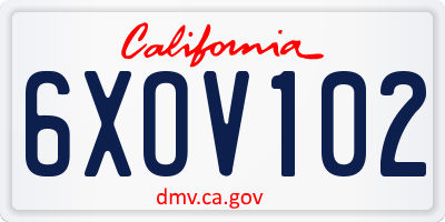 CA license plate 6XOV102