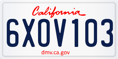 CA license plate 6XOV103