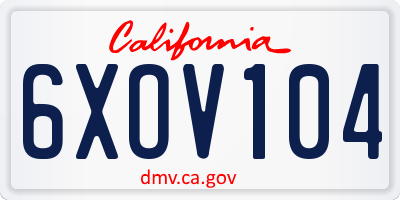 CA license plate 6XOV104