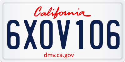 CA license plate 6XOV106