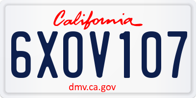 CA license plate 6XOV107