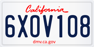 CA license plate 6XOV108