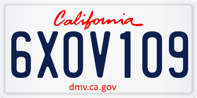 CA license plate 6XOV109