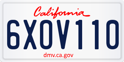 CA license plate 6XOV110