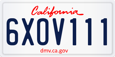 CA license plate 6XOV111