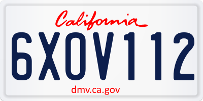 CA license plate 6XOV112