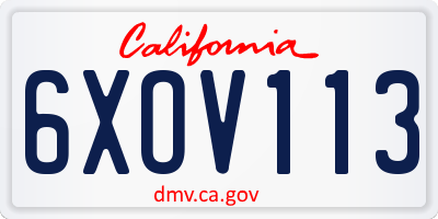 CA license plate 6XOV113
