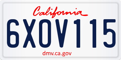 CA license plate 6XOV115