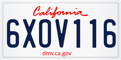 CA license plate 6XOV116