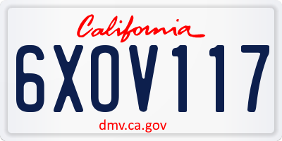CA license plate 6XOV117
