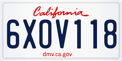 CA license plate 6XOV118