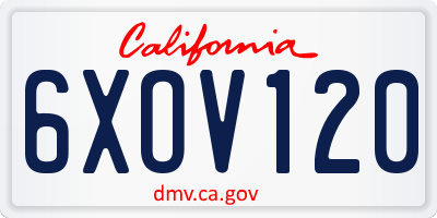 CA license plate 6XOV120