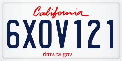 CA license plate 6XOV121