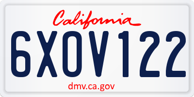 CA license plate 6XOV122