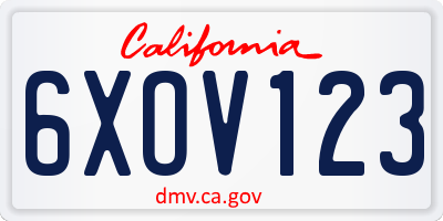CA license plate 6XOV123