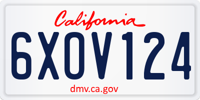 CA license plate 6XOV124