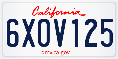 CA license plate 6XOV125