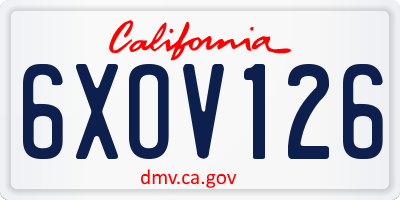 CA license plate 6XOV126