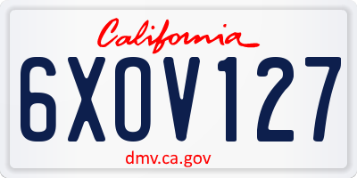 CA license plate 6XOV127