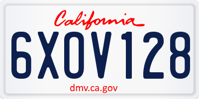 CA license plate 6XOV128