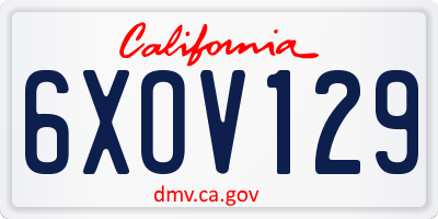 CA license plate 6XOV129