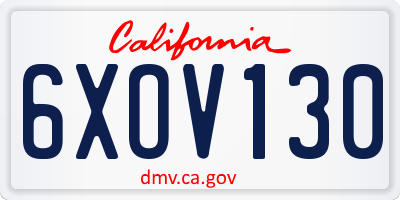 CA license plate 6XOV130