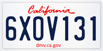 CA license plate 6XOV131