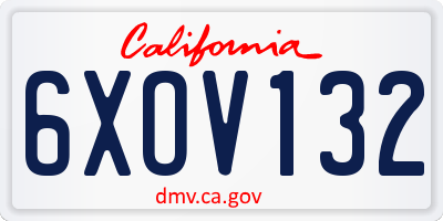 CA license plate 6XOV132