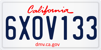 CA license plate 6XOV133