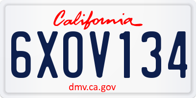 CA license plate 6XOV134