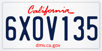 CA license plate 6XOV135