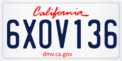 CA license plate 6XOV136