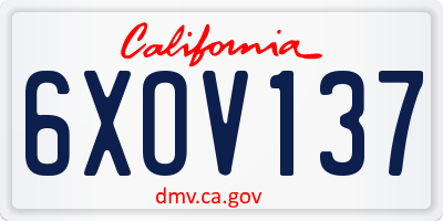 CA license plate 6XOV137