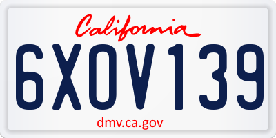 CA license plate 6XOV139