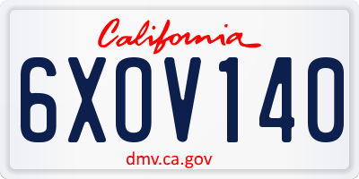 CA license plate 6XOV140