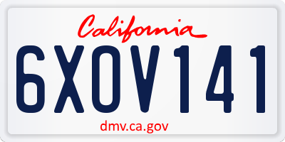 CA license plate 6XOV141
