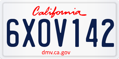 CA license plate 6XOV142