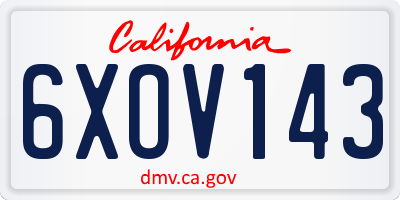 CA license plate 6XOV143