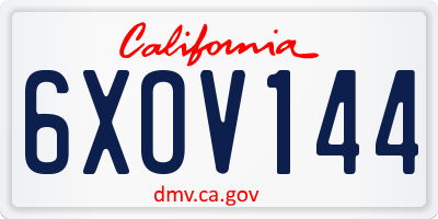 CA license plate 6XOV144