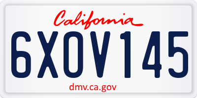 CA license plate 6XOV145